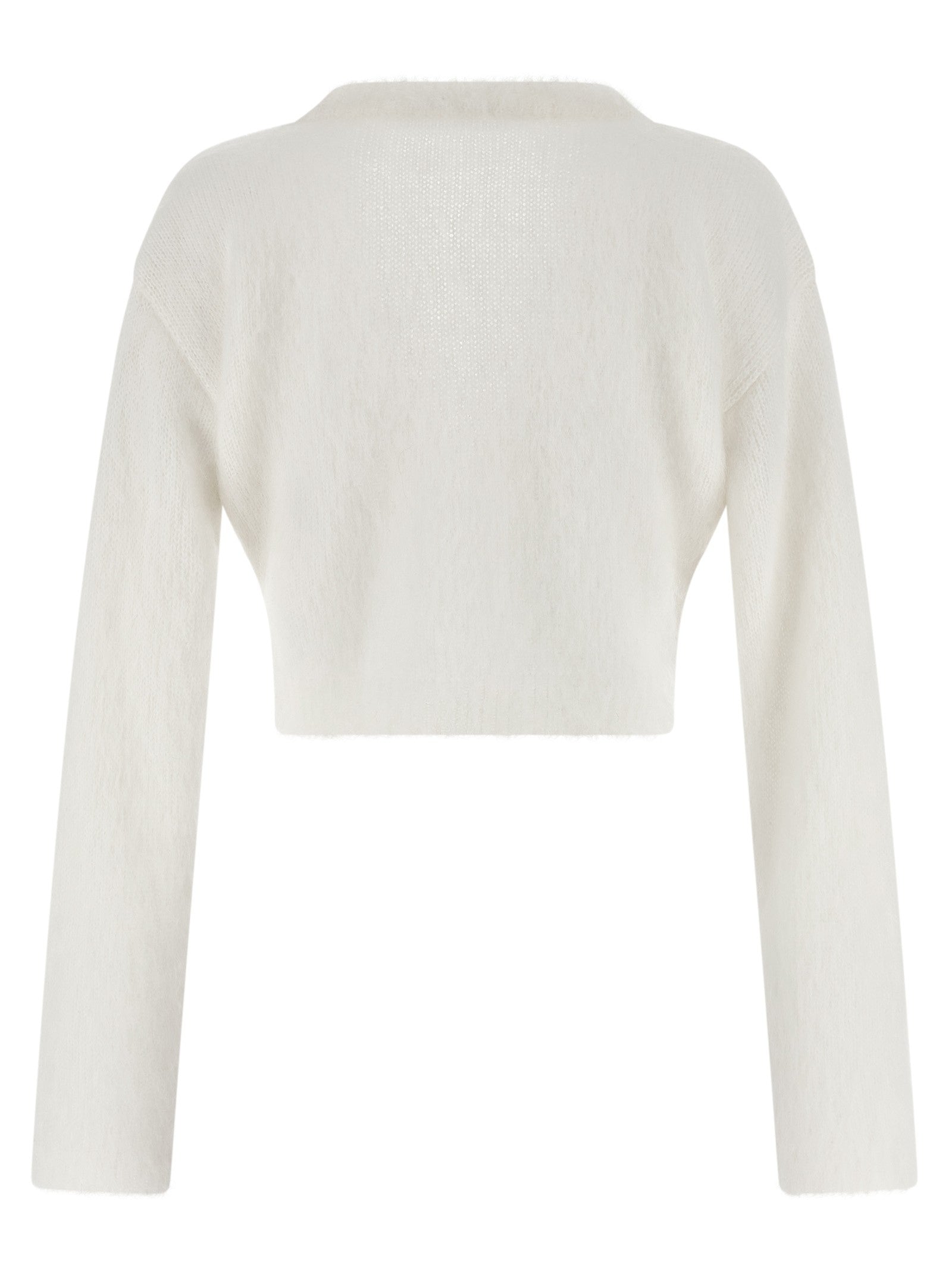 Alessandra Rich Carded Mohair Cardigan White