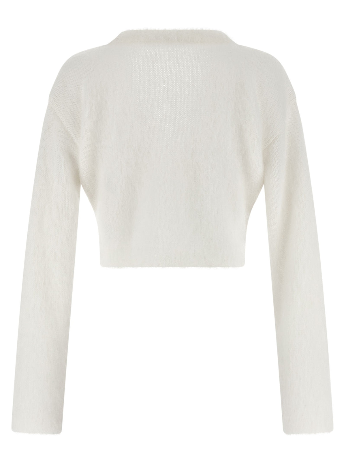 Alessandra Rich Carded Mohair Cardigan White, view 2