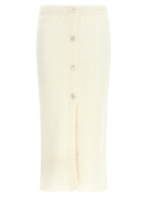 Alessandra Rich Carded Mohair Skirt White