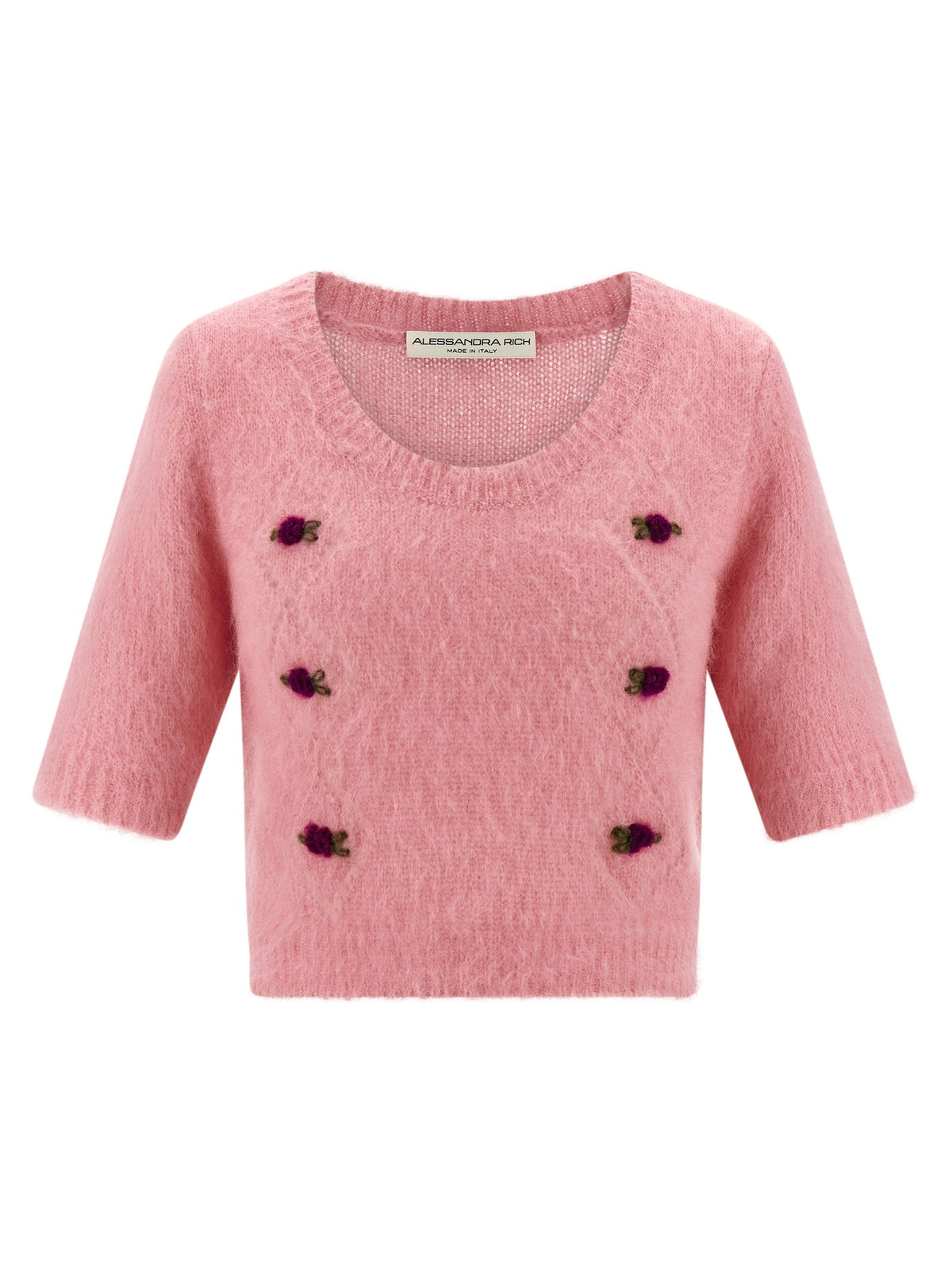 Alessandra Rich Carded Mohair Sweater Blue