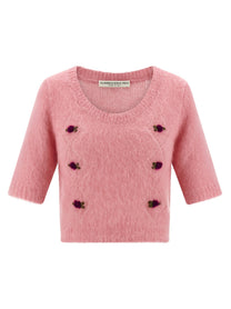 Alessandra Rich Carded Mohair Sweater Blue
