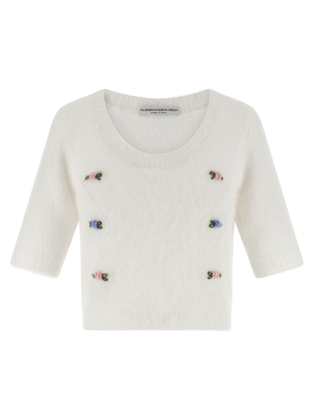 Alessandra Rich Carded Mohair Sweater White