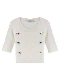 Alessandra Rich Carded Mohair Sweater White