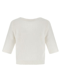 Alessandra Rich Carded Mohair Sweater White