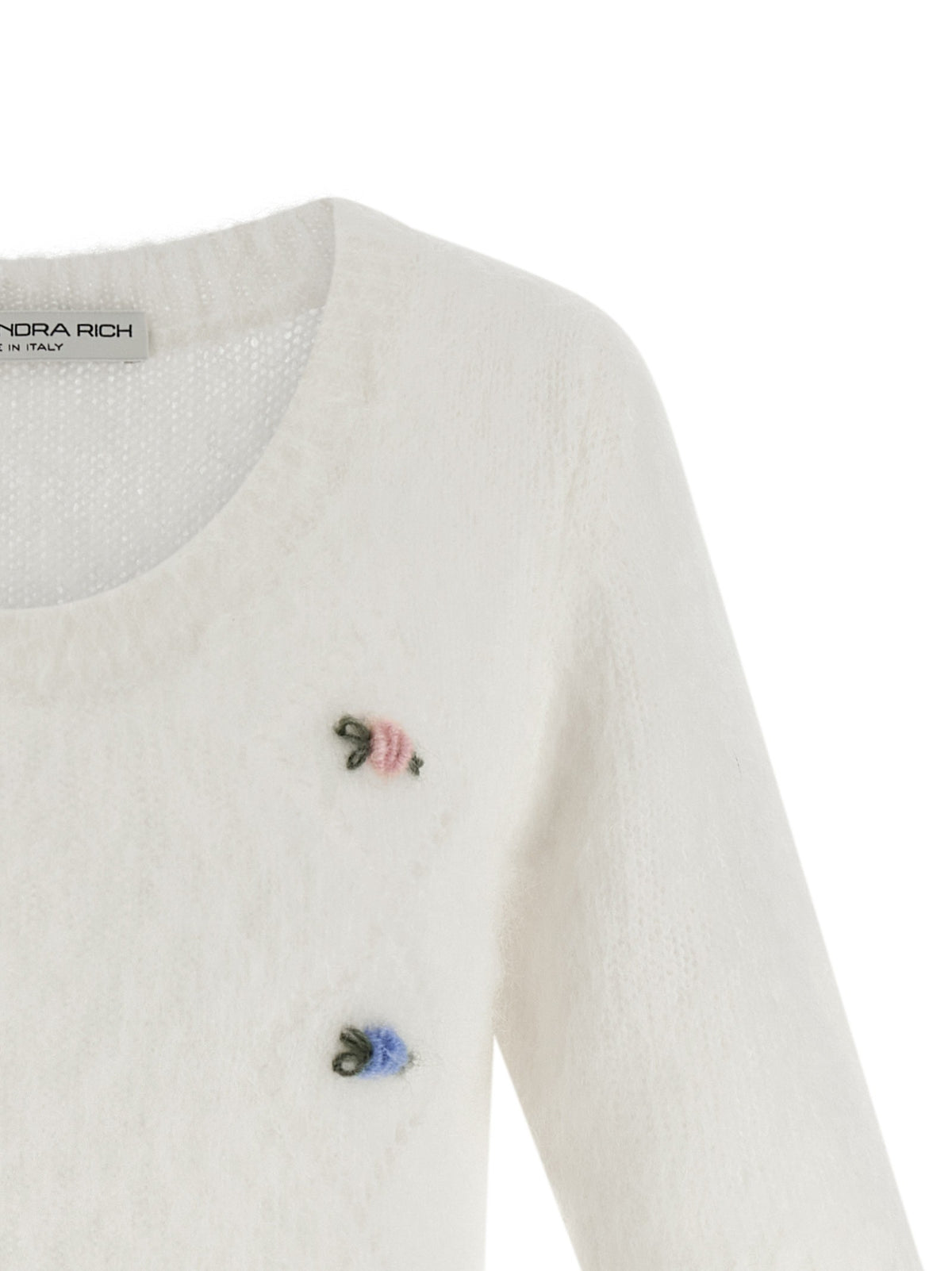 Alessandra Rich Carded Mohair Sweater White