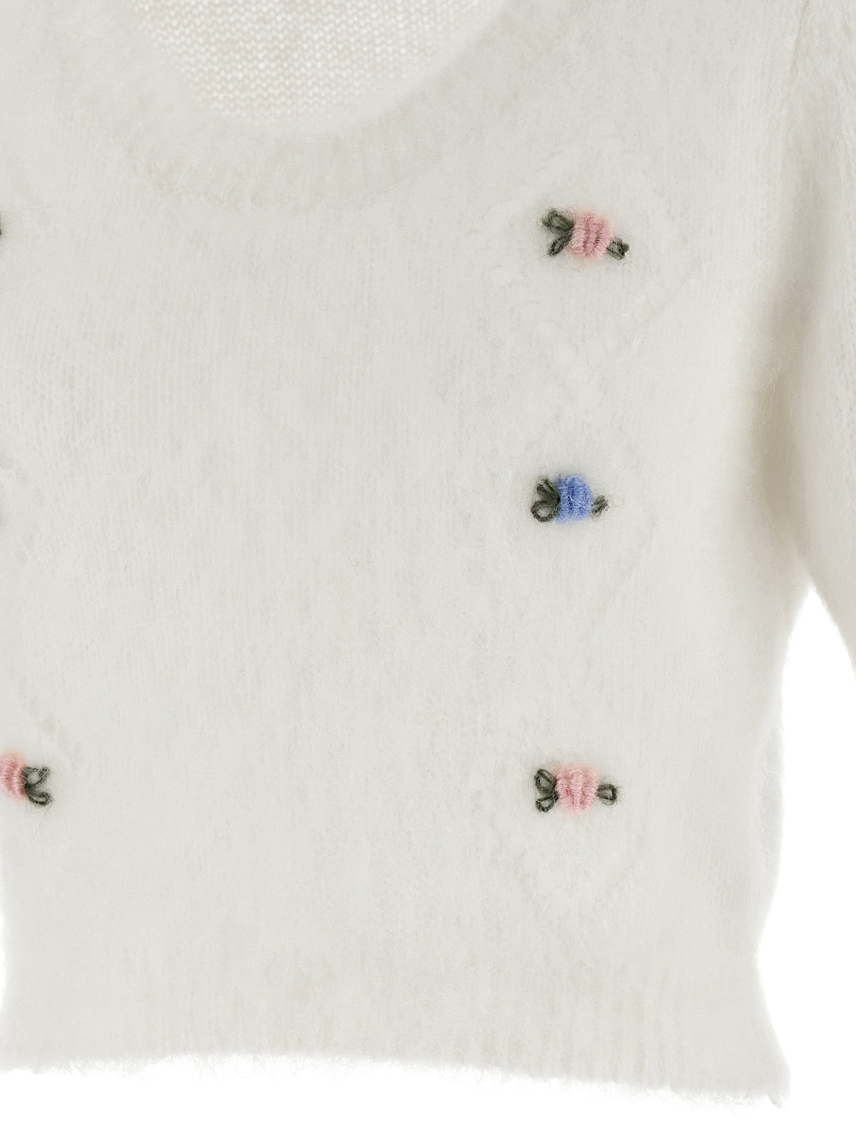 Alessandra Rich Carded Mohair Sweater White