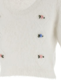 Alessandra Rich Carded Mohair Sweater White