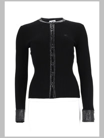 courrèges Women's Cardigan Coste Con Dettagli in Vinile Black