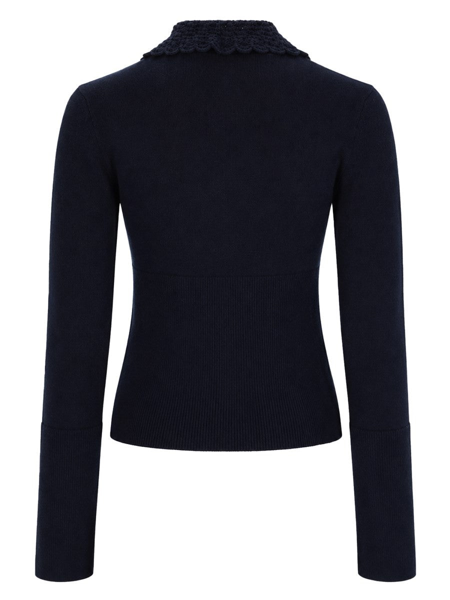 Chloé Women's Cardigan Aderente in Maglia Con Blue
