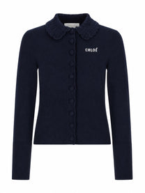 Chloé Women's Cardigan Aderente in Maglia Con Blue