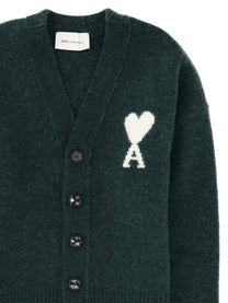 Ami Paris Men's Cardigan Ami De Coeur Green, view 3