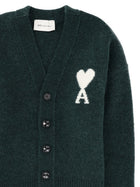 Ami Paris Men's Cardigan Ami De Coeur Green, view 3