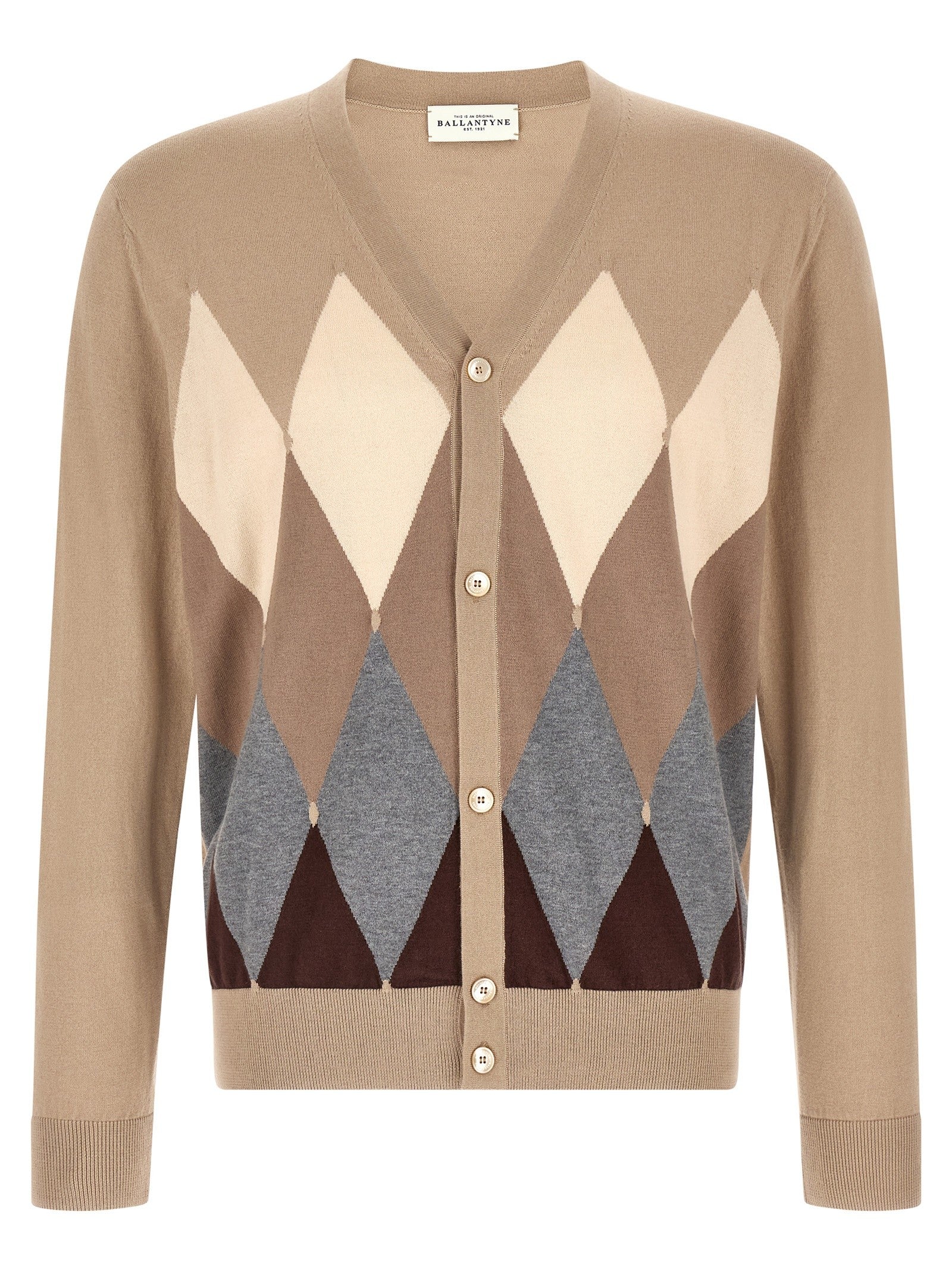 Ballantyne Cardigan Argyle Beige