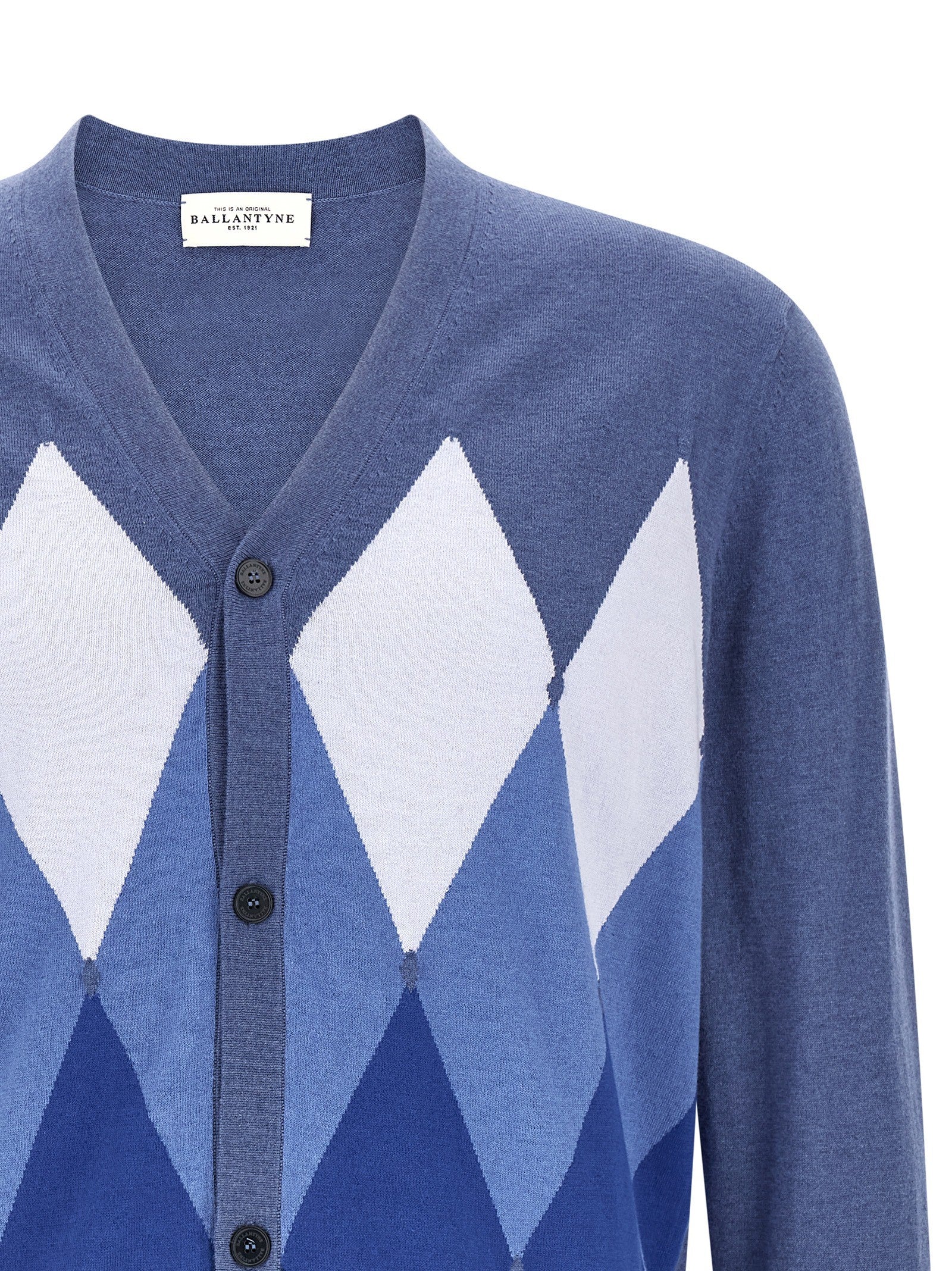 Ballantyne Cardigan Argyle Blue