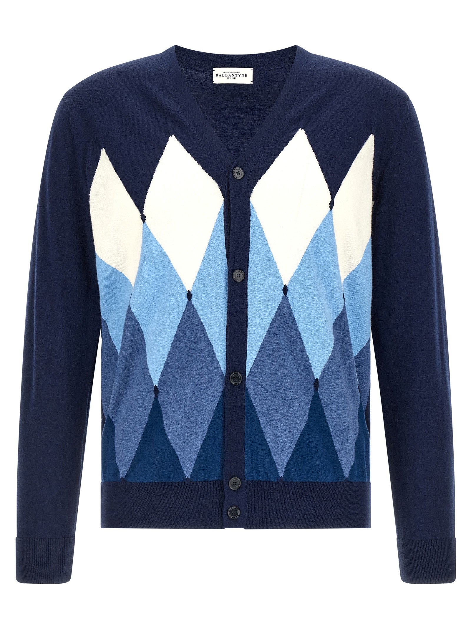 Ballantyne Cardigan Argyle Blue