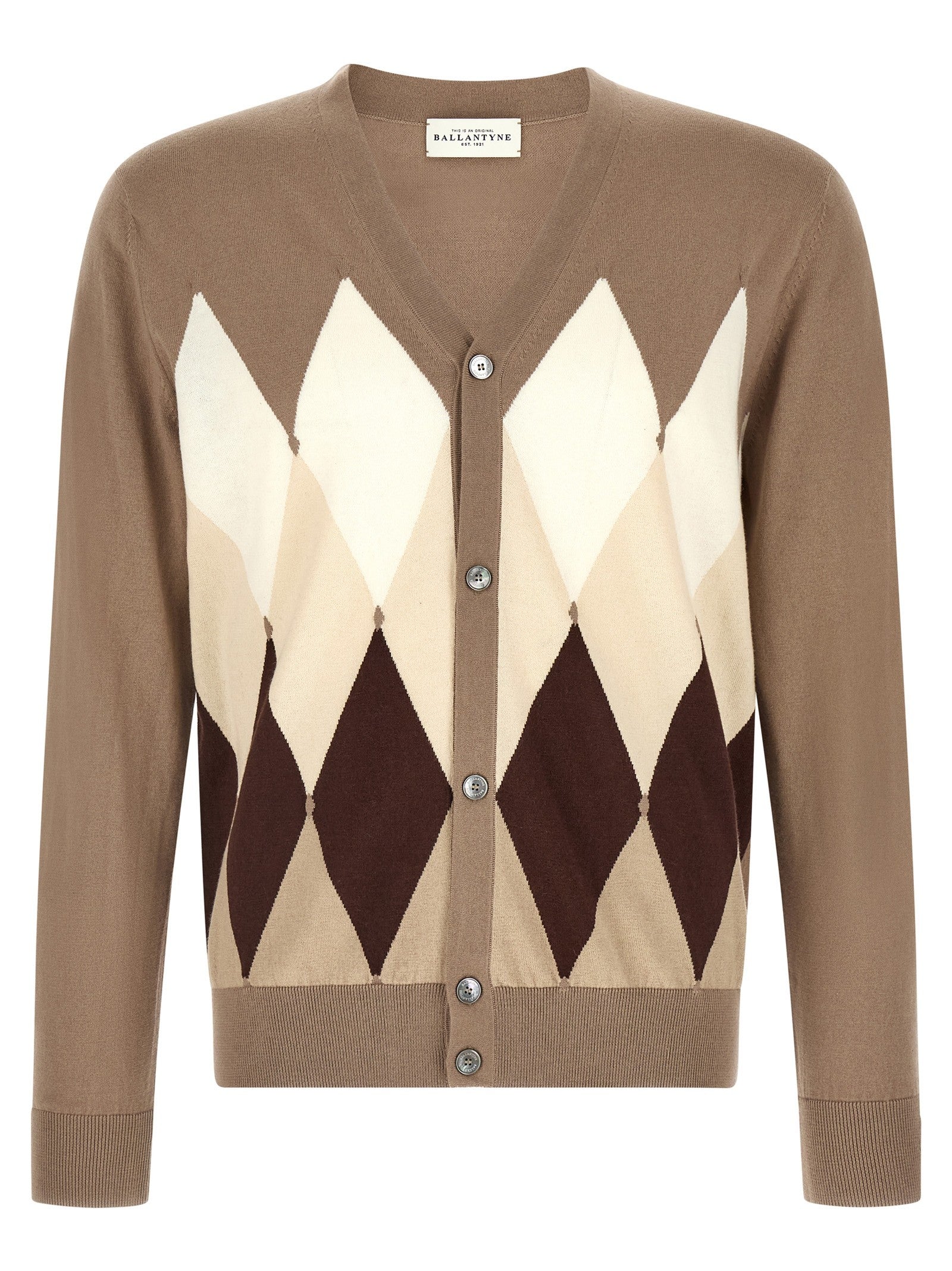 Ballantyne Cardigan Argyle Brown