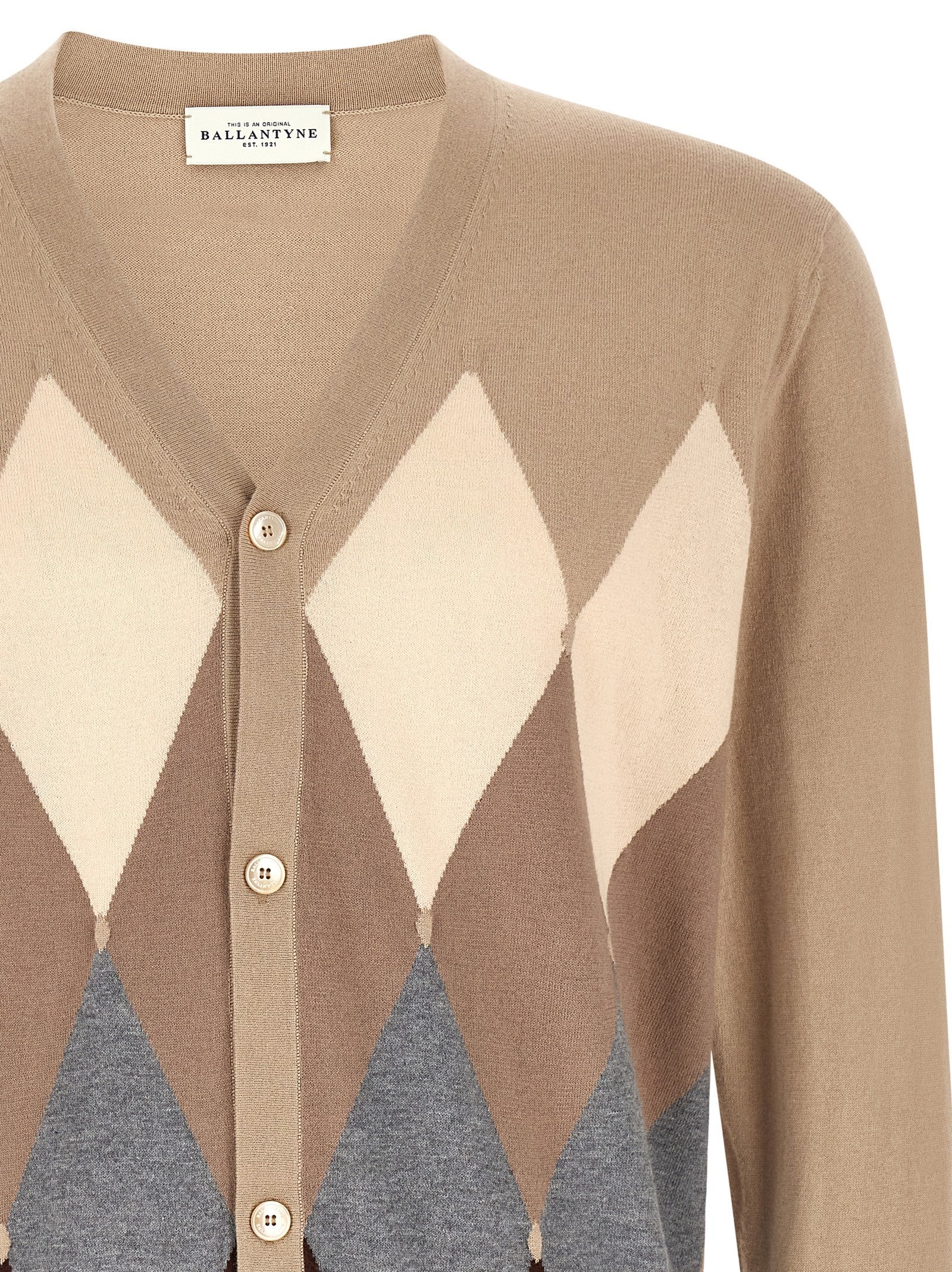 Ballantyne Cardigan Argyle Beige