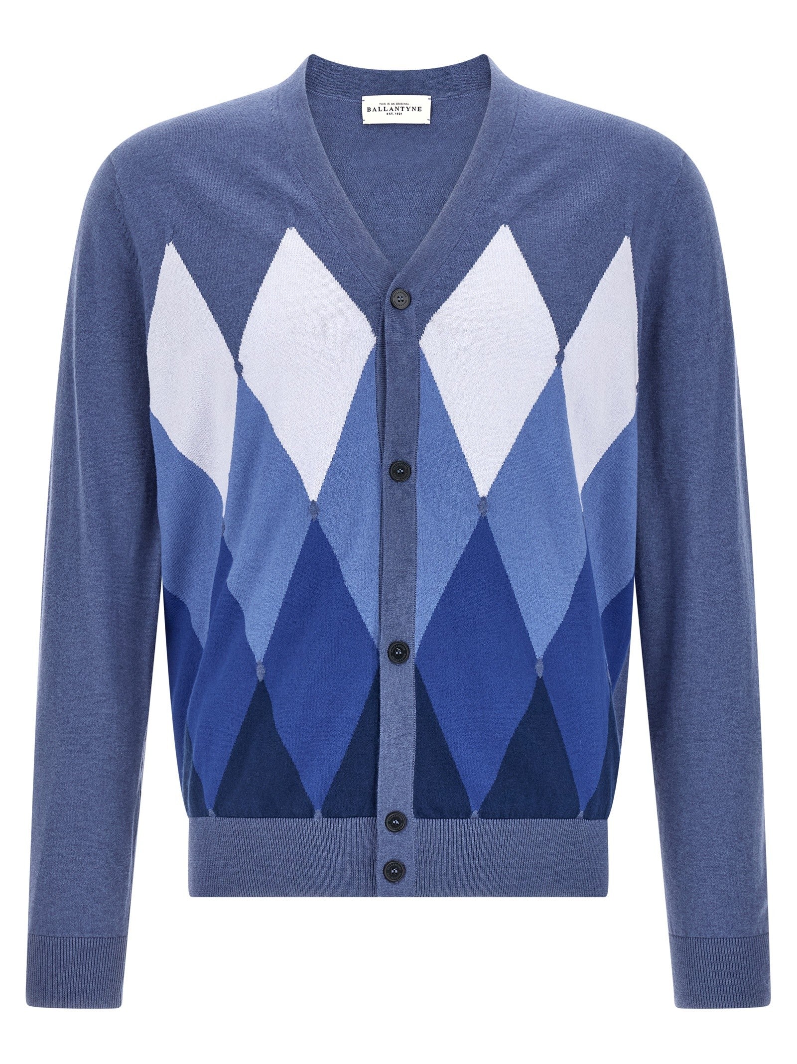 Ballantyne Cardigan Argyle Blue