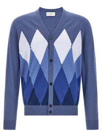 Ballantyne Cardigan Argyle Blue