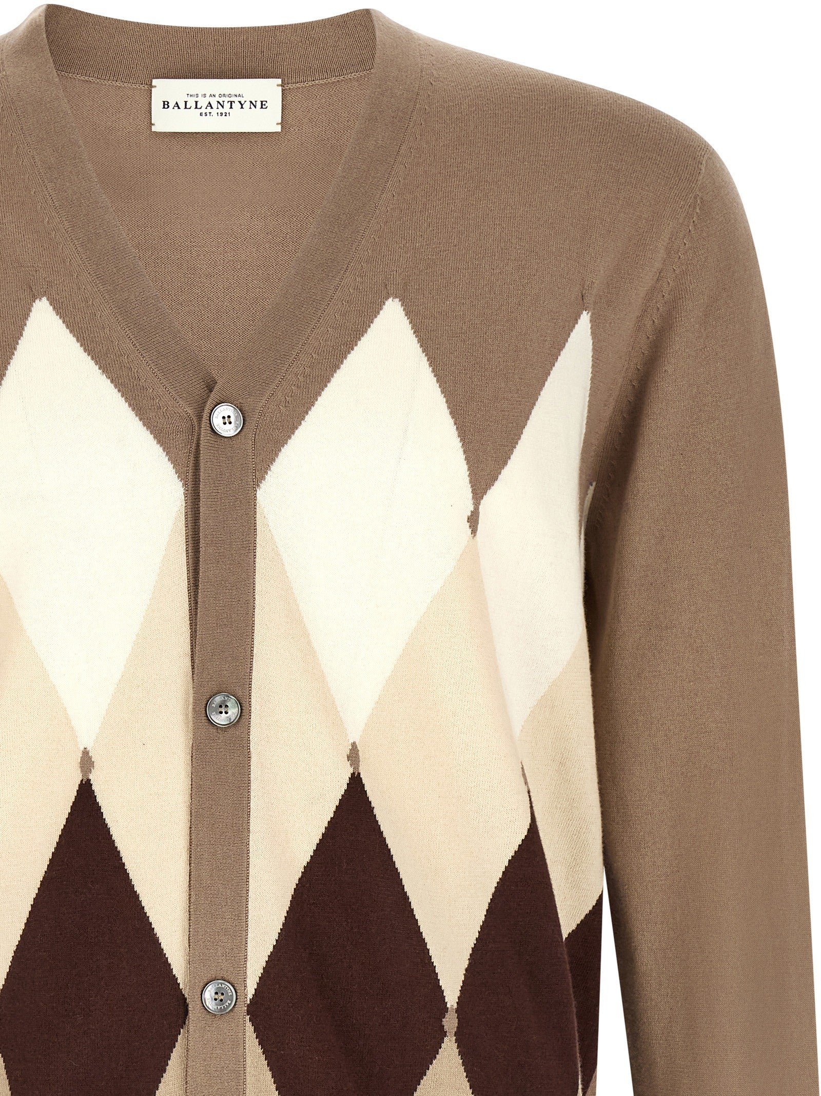Ballantyne Cardigan Argyle Brown