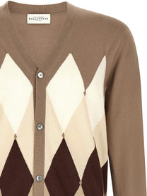 Ballantyne Cardigan Argyle Brown