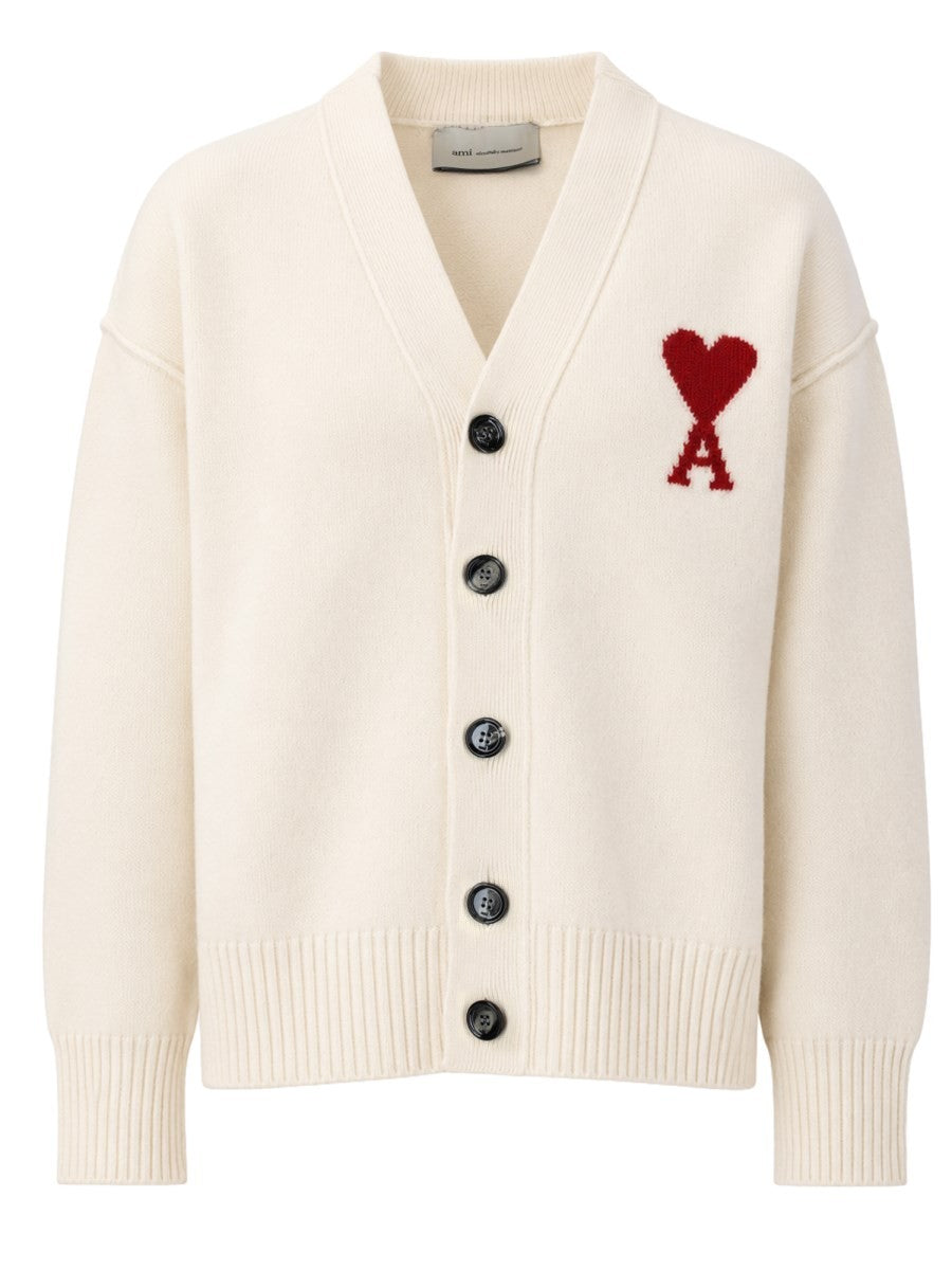 Ami Paris Unisex Cardigan Con White