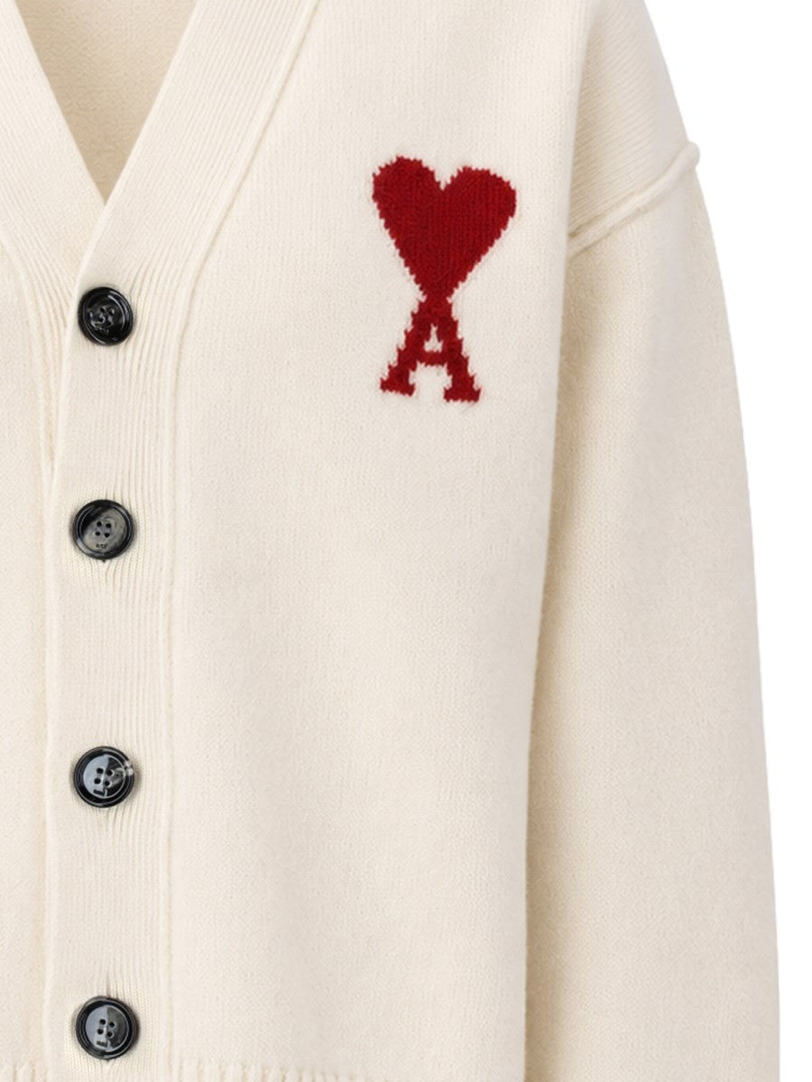 Ami Paris Unisex Cardigan Con White