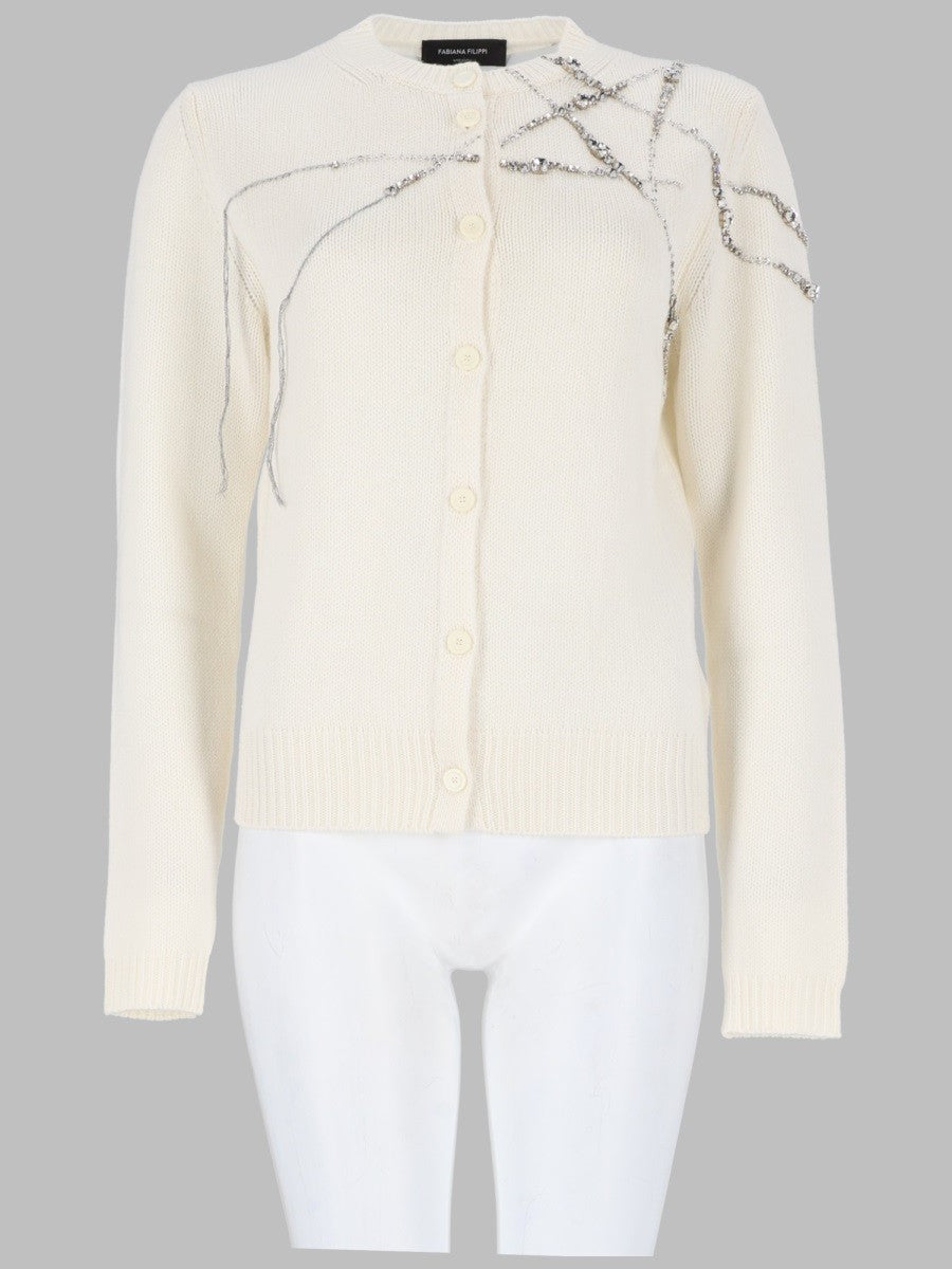 Fabiana Filippi Women's Cardigan Con Ricamo Strass White