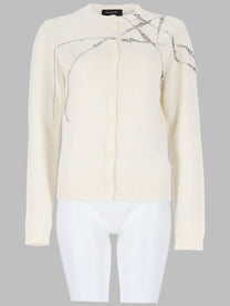 Fabiana Filippi Women's Cardigan Con Ricamo Strass White