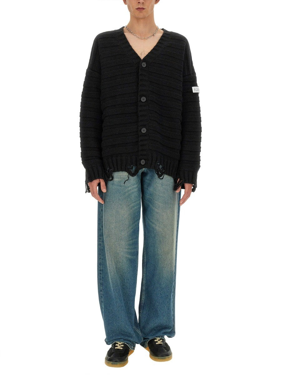 MM6 Maison Margiela Men's Cardigan Con Scollo Black