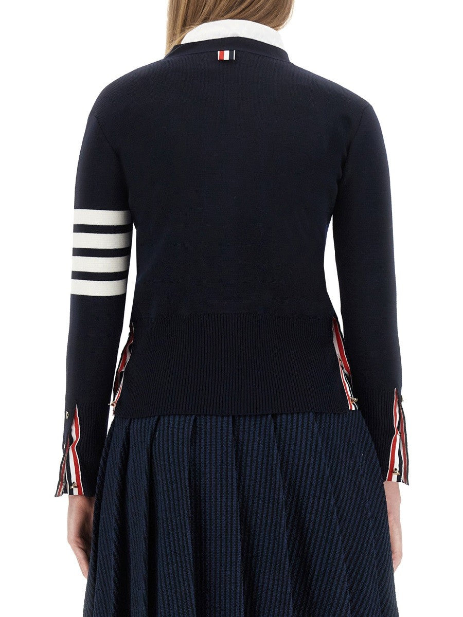 Thom Browne Women's Cardigan Con Scollo Blue