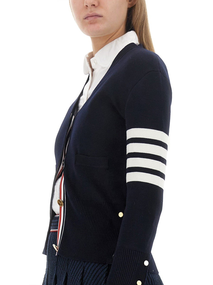 Thom Browne Women's Cardigan Con Scollo Blue