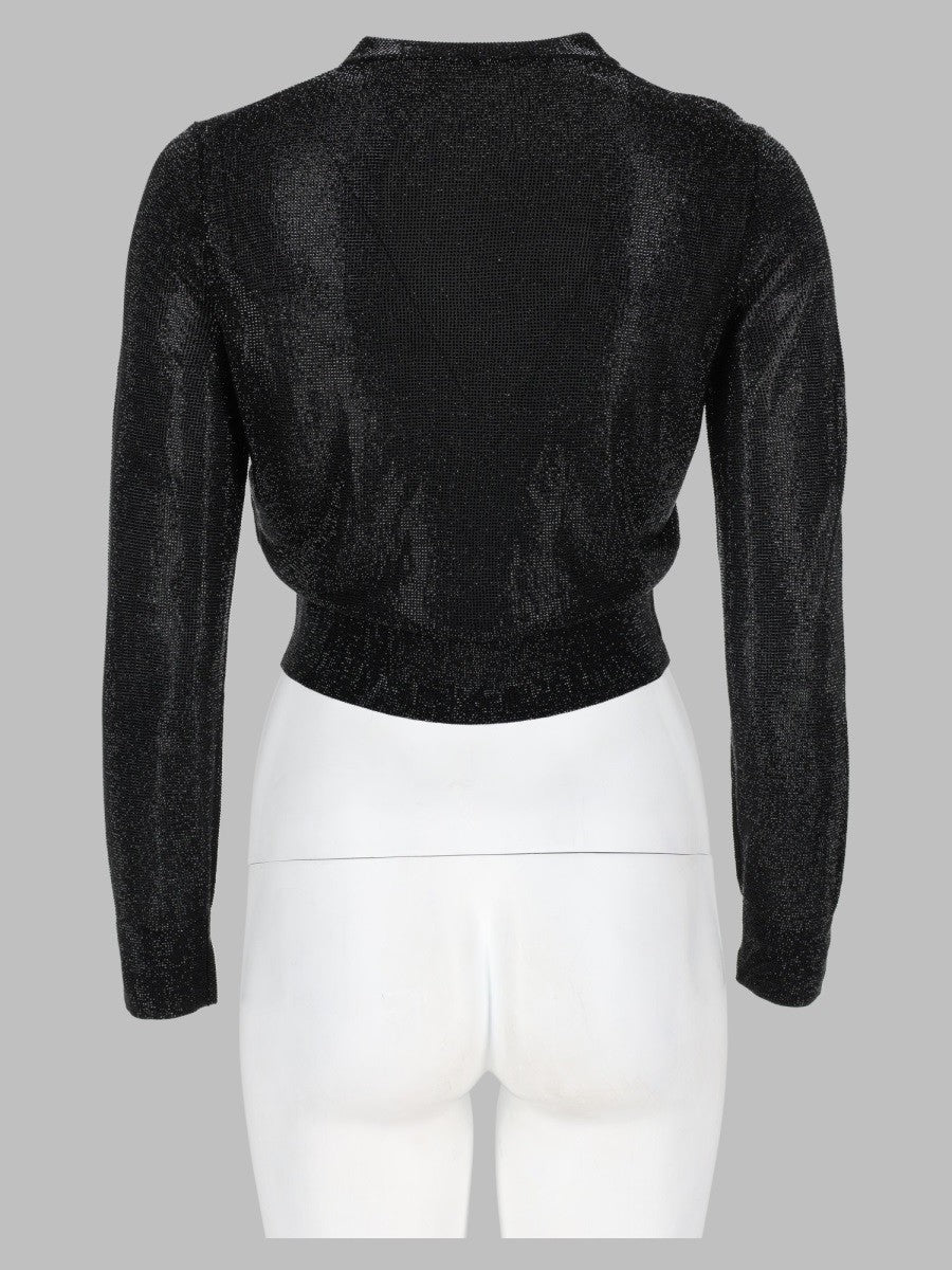 alexanderwang Women's Cardigan Cropped Con Perline Trasparenti Black