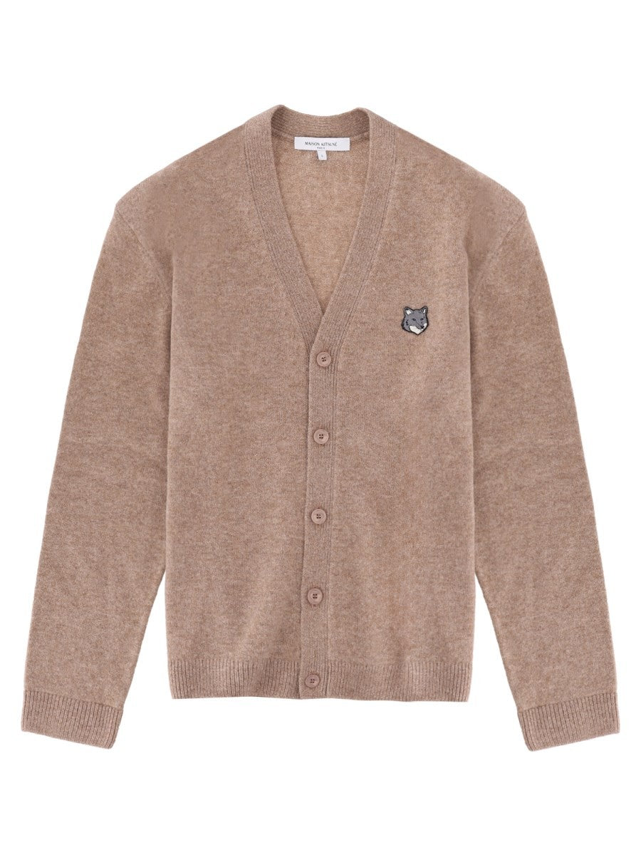 Maison Kitsuné Men's Cardigan Fox Head Beige