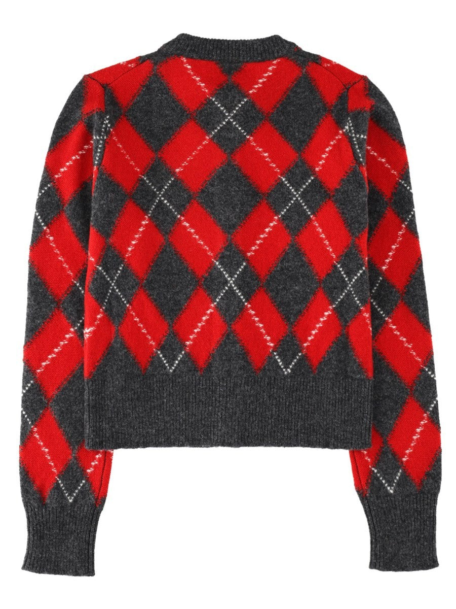 Ami Paris Women's Wool Cardigan with Patch Multicolor
