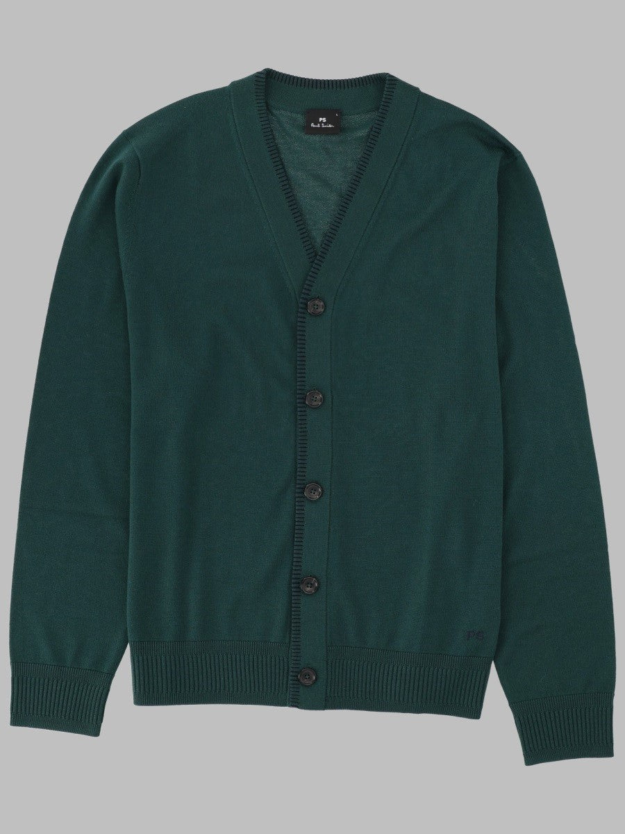 Ps By Paul Smith Men's Cardigan in Lana Merino Con Bottoni Green