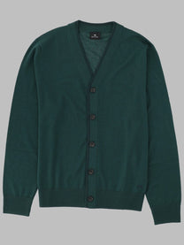 Ps By Paul Smith Men's Cardigan in Lana Merino Con Bottoni Green