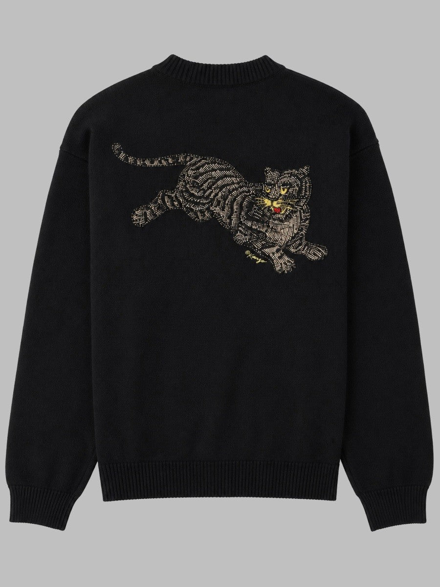 Kenzo Men's Cardigan Jumping Tiger Black