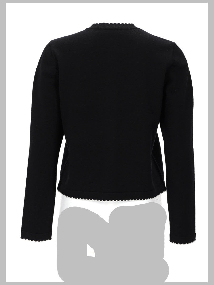 Tory Burch Women's Cardigan Kendra in Lana Con Bordi Smerlati Black
