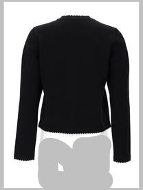 Tory Burch Women's Cardigan Kendra in Lana Con Bordi Smerlati Black