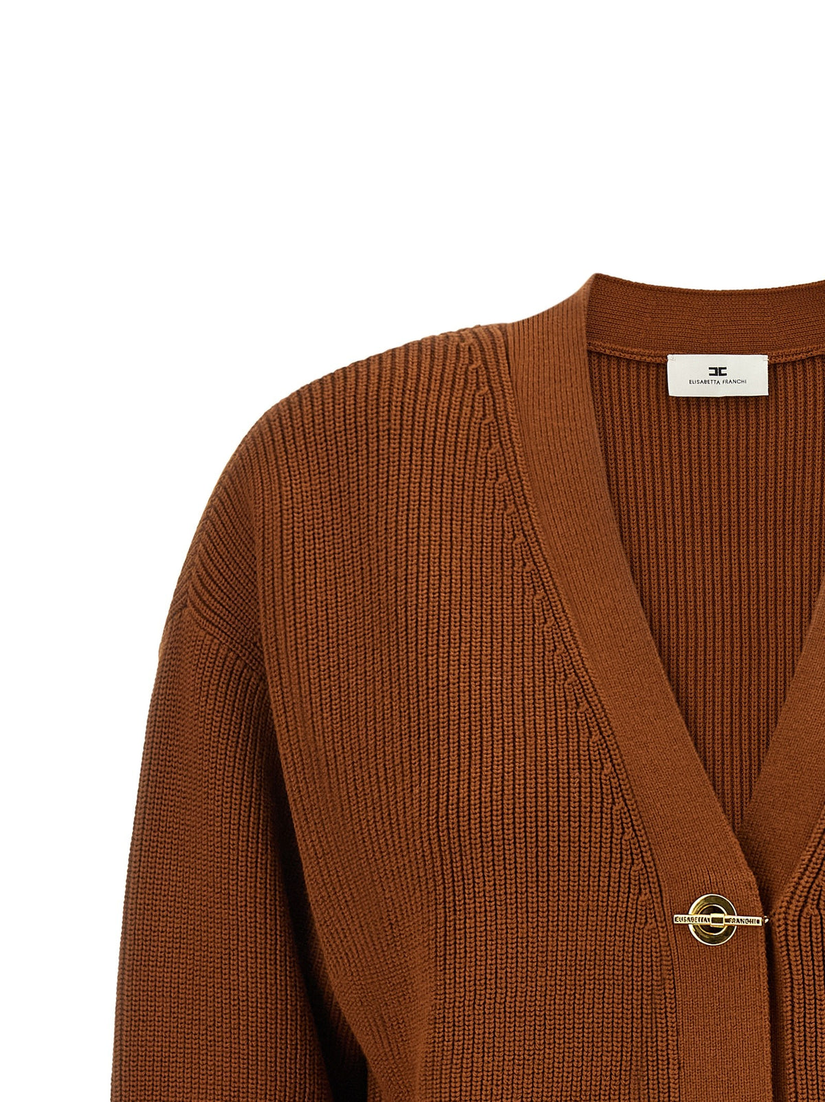 Elisabetta Franchi Cardigan Tricot Brown, view 3