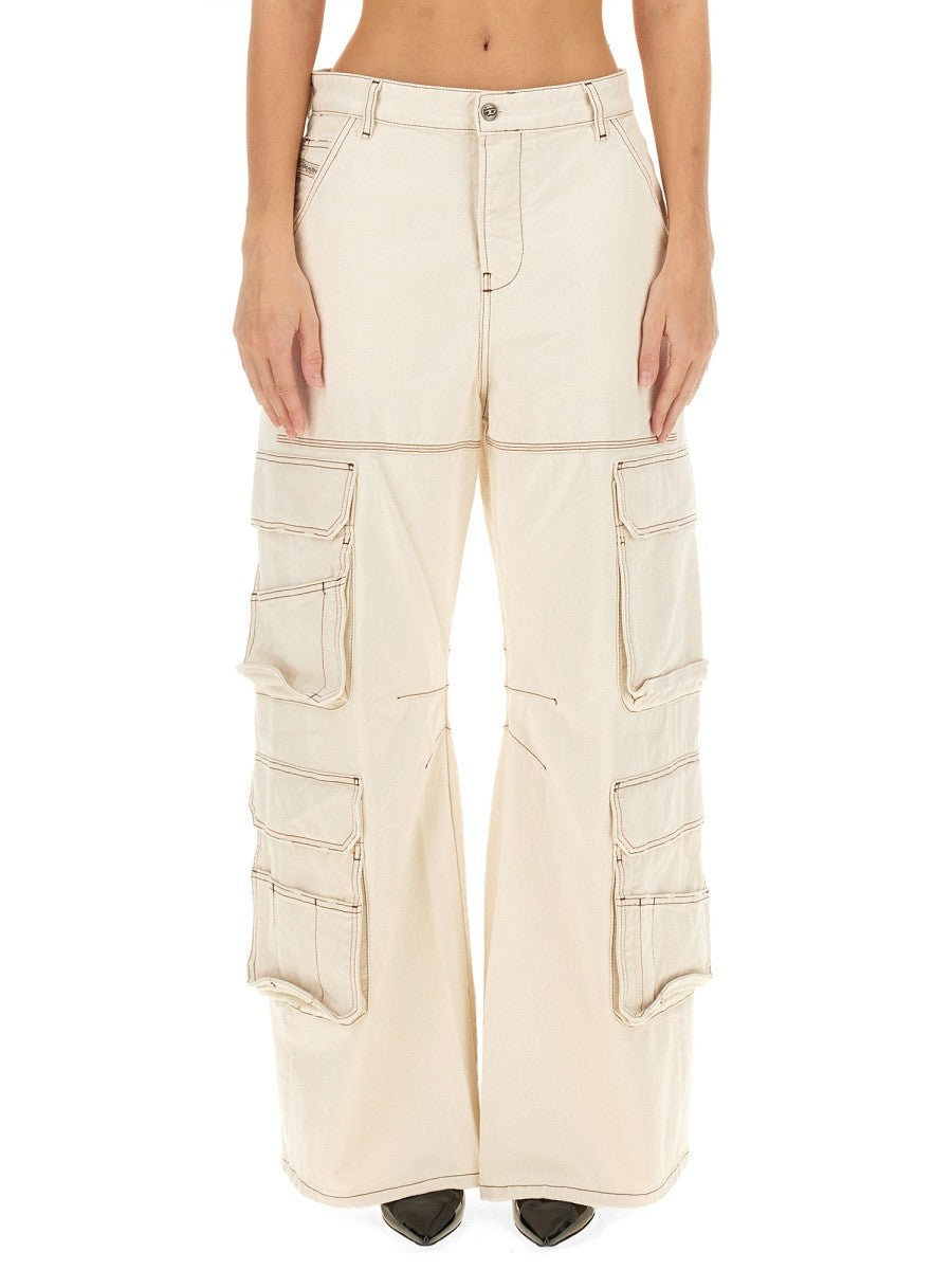 Diesel Women's Cargo Leggings Sire White Diesel