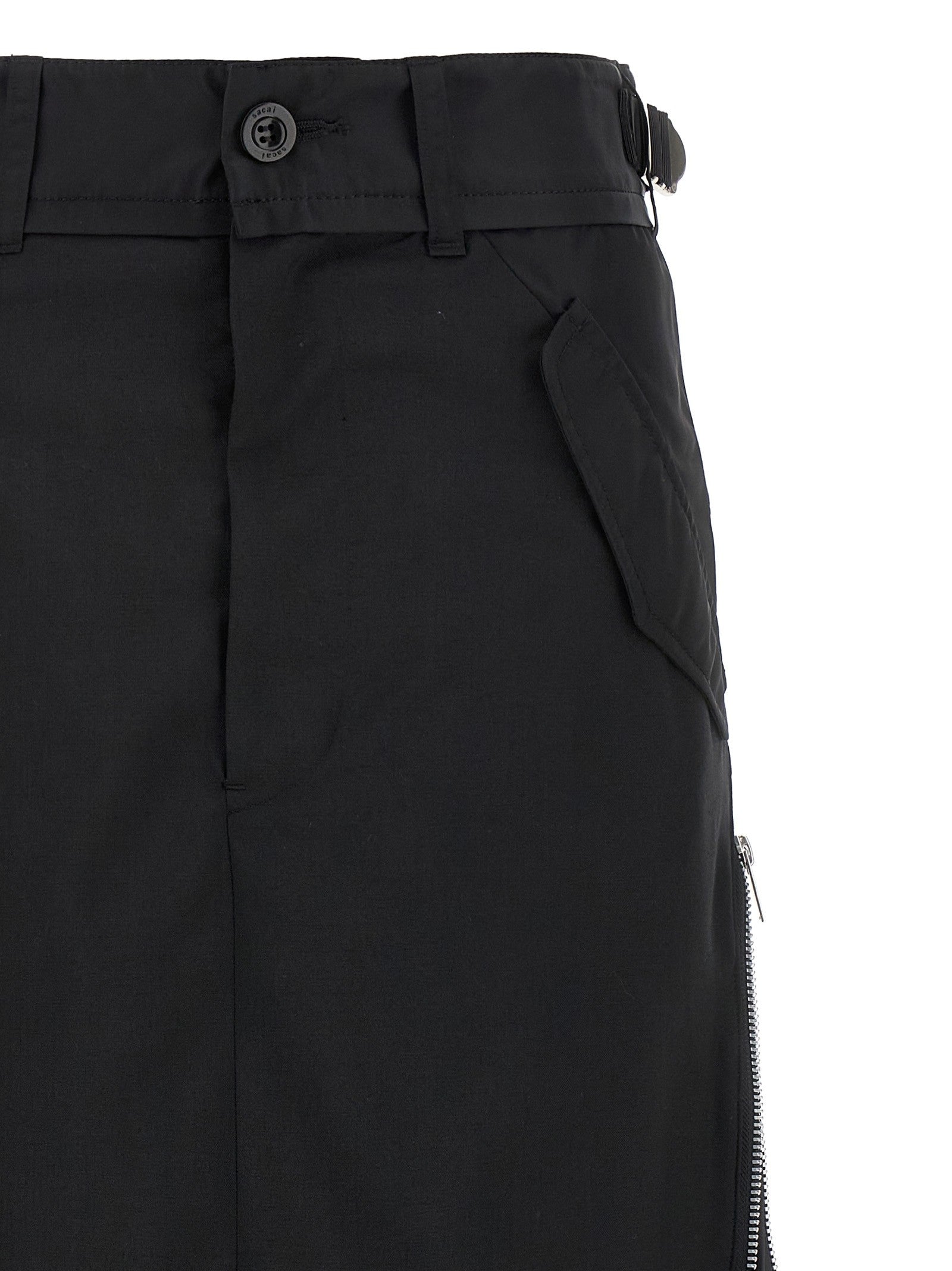 Sacai Cargo Mix Skirt Black