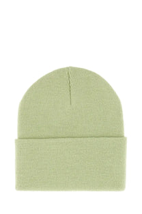 Carhartt Wip men’s acrylic watch cap green soft sage knit beanie with folded cuff and ribbed texture