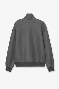 Carhartt wip men’s alda black cotton blend oversized fleece jacket with stand-up collar and ribbed cuffs