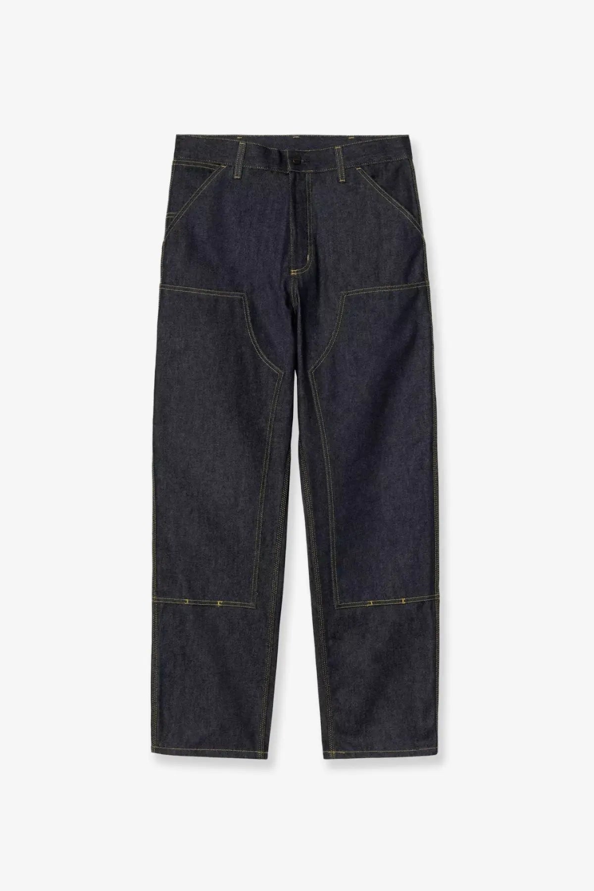 Carhartt wip men’s belmont blue denim jeans in dark indigo with reinforced stitching and multiple workwear pockets