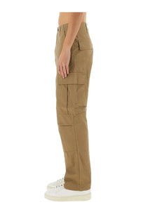 Carhartt Wip men’s beige cargo pants with multiple pockets and a straight-leg cut in durable material