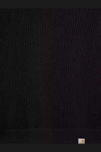 Black mesh fabric with subtle texture and carhartt logo patch on the bottom right of carhartt wip men’s cotton sweatshirt