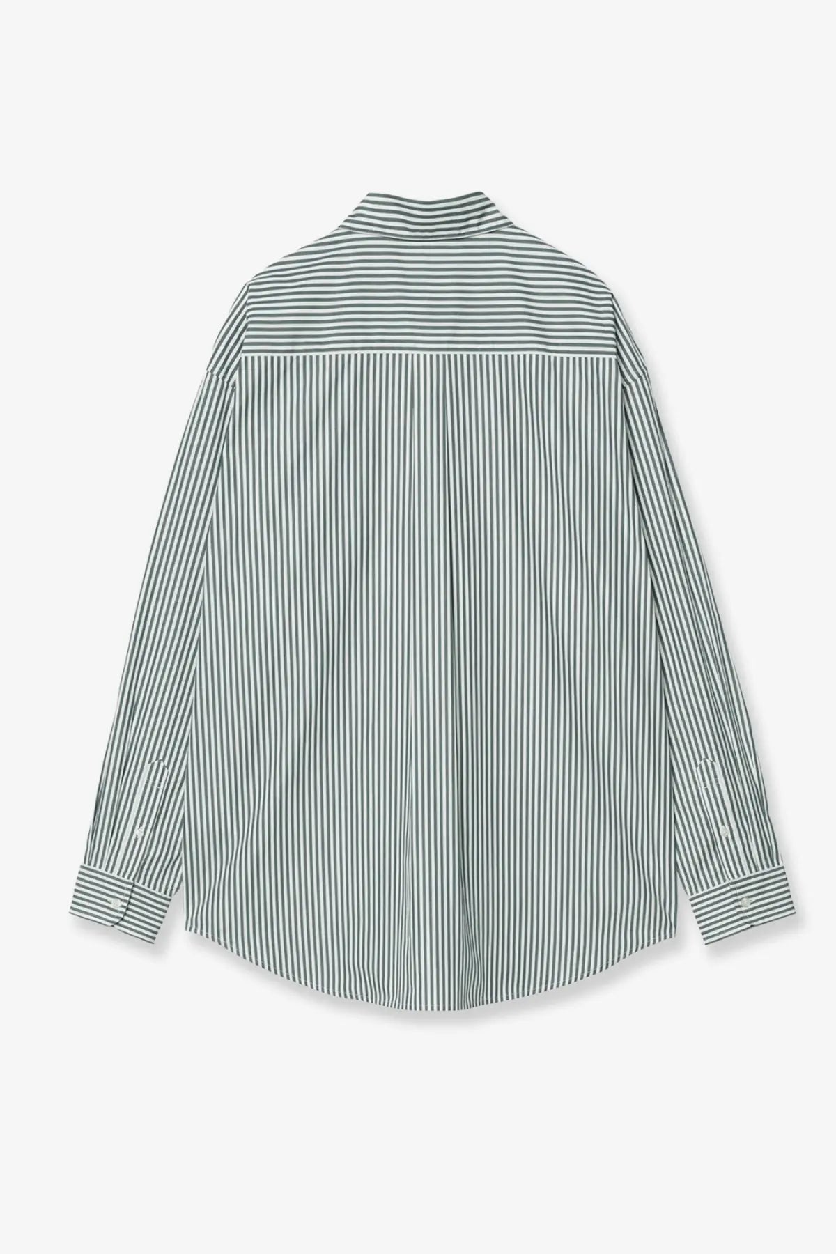 Carhartt Wip men’s daldry long-sleeved oversized cotton shirt with dark gray and white vertical stripes