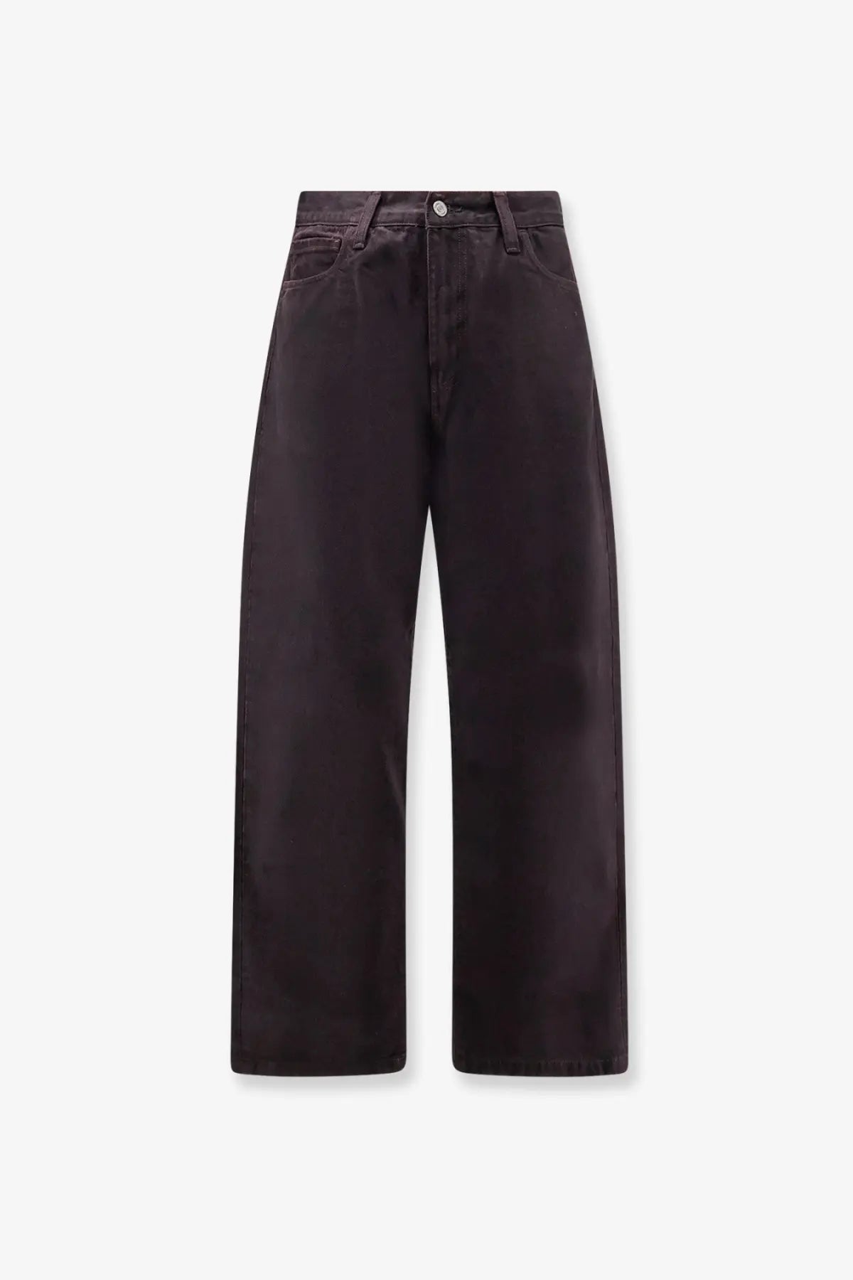 Carhartt Wip men’s Everson Bradford black cotton high-rise wide-leg denim pants with minimalist design front view